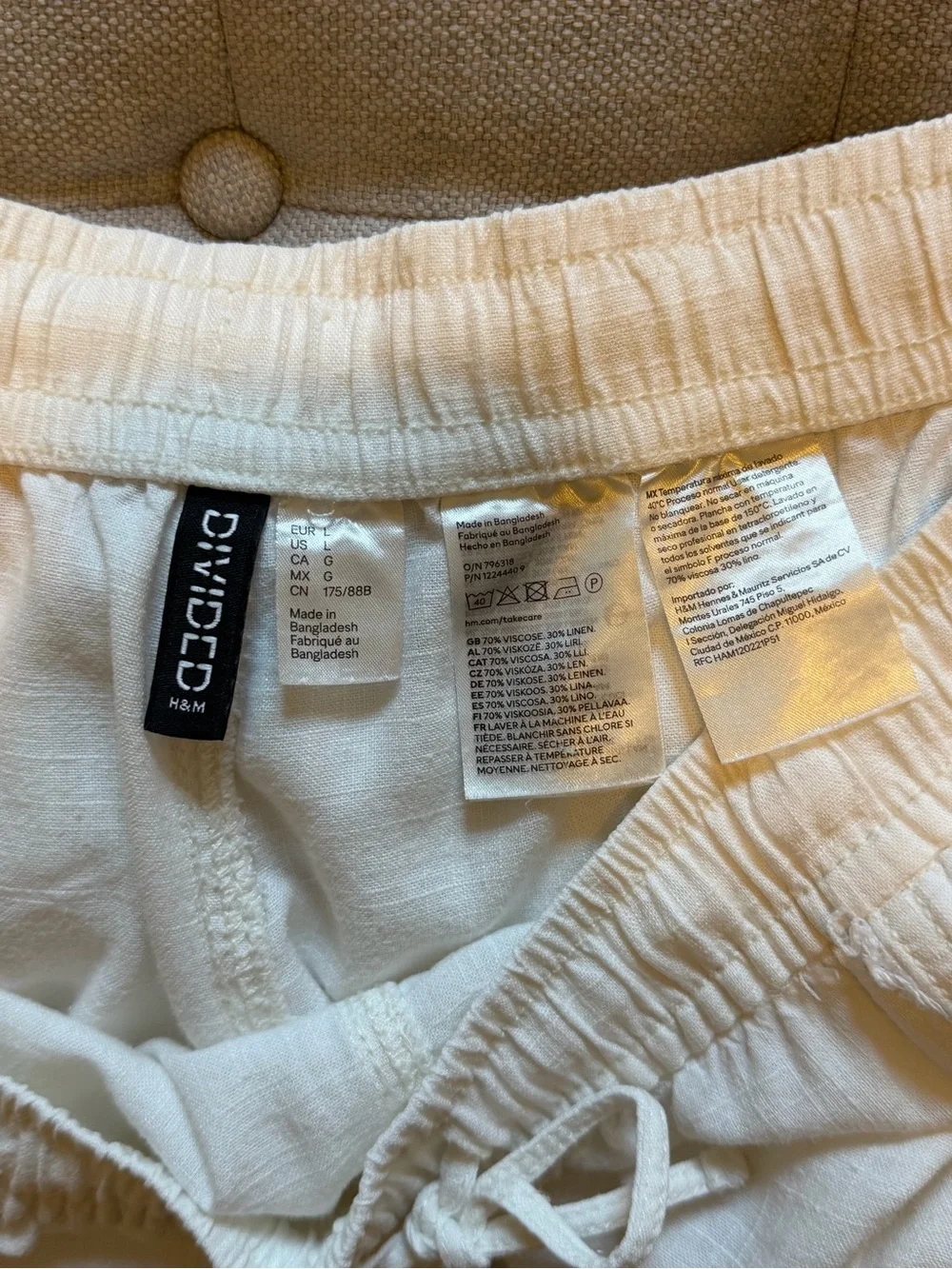 H&M White Drawstring Jogger Pants